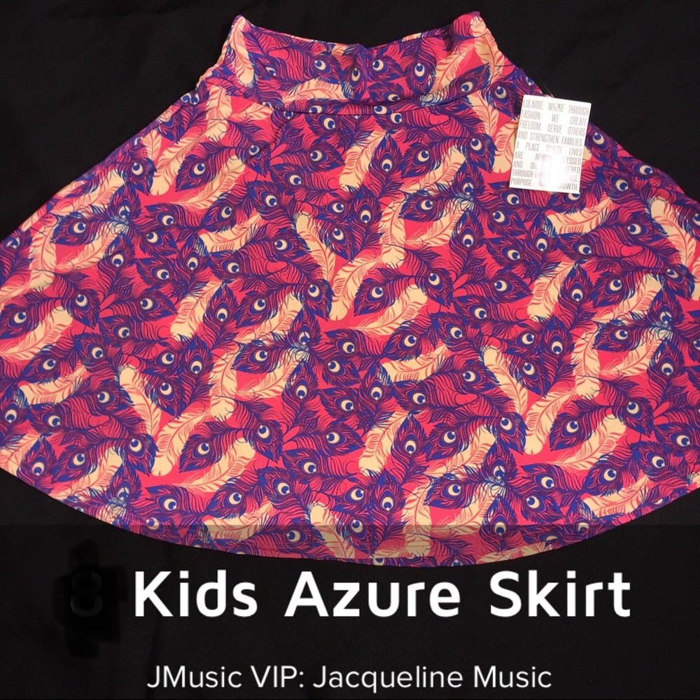 LuLaRoe kids azure skirt * feathers*